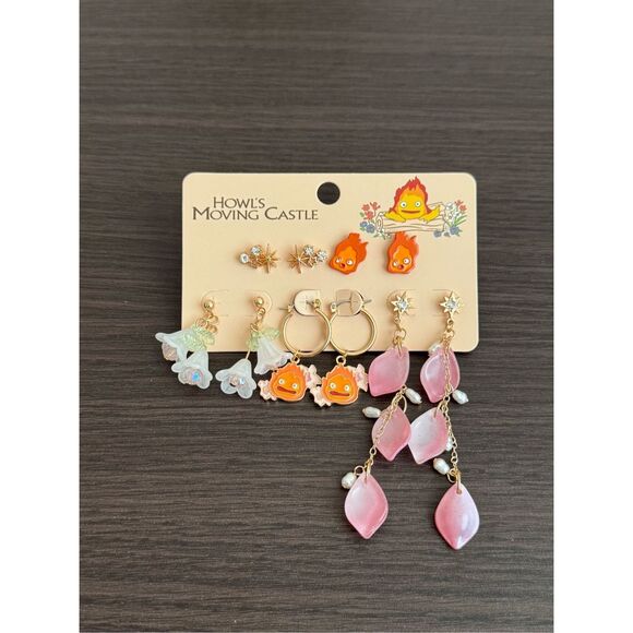 Ghibli Jewelry - Studio Ghibli Howl's Moving Castle Calcifer Floral Earrings Set